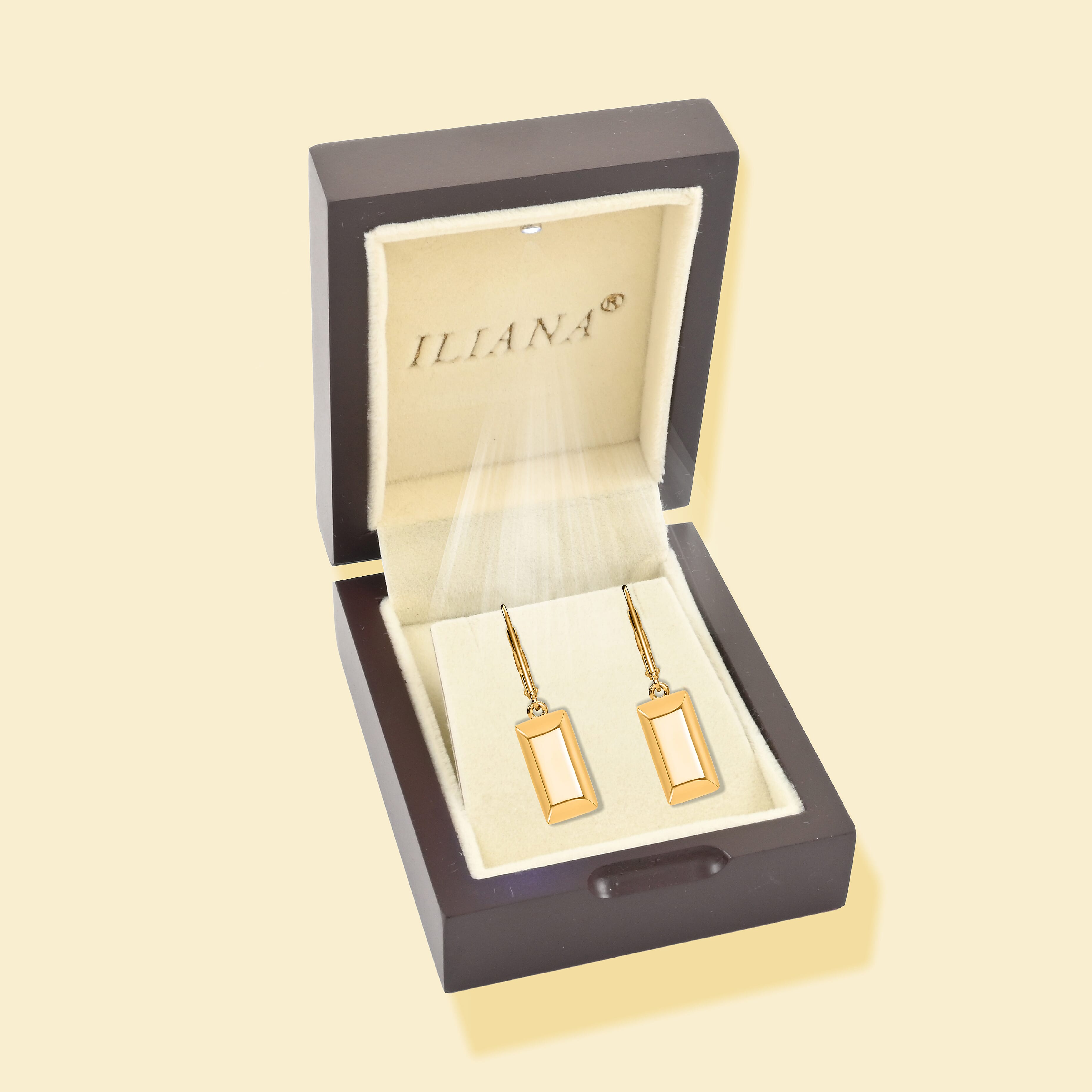 Iliana Lever Back Earrings in 18K Yellow Gold Bar 2.20 Grams