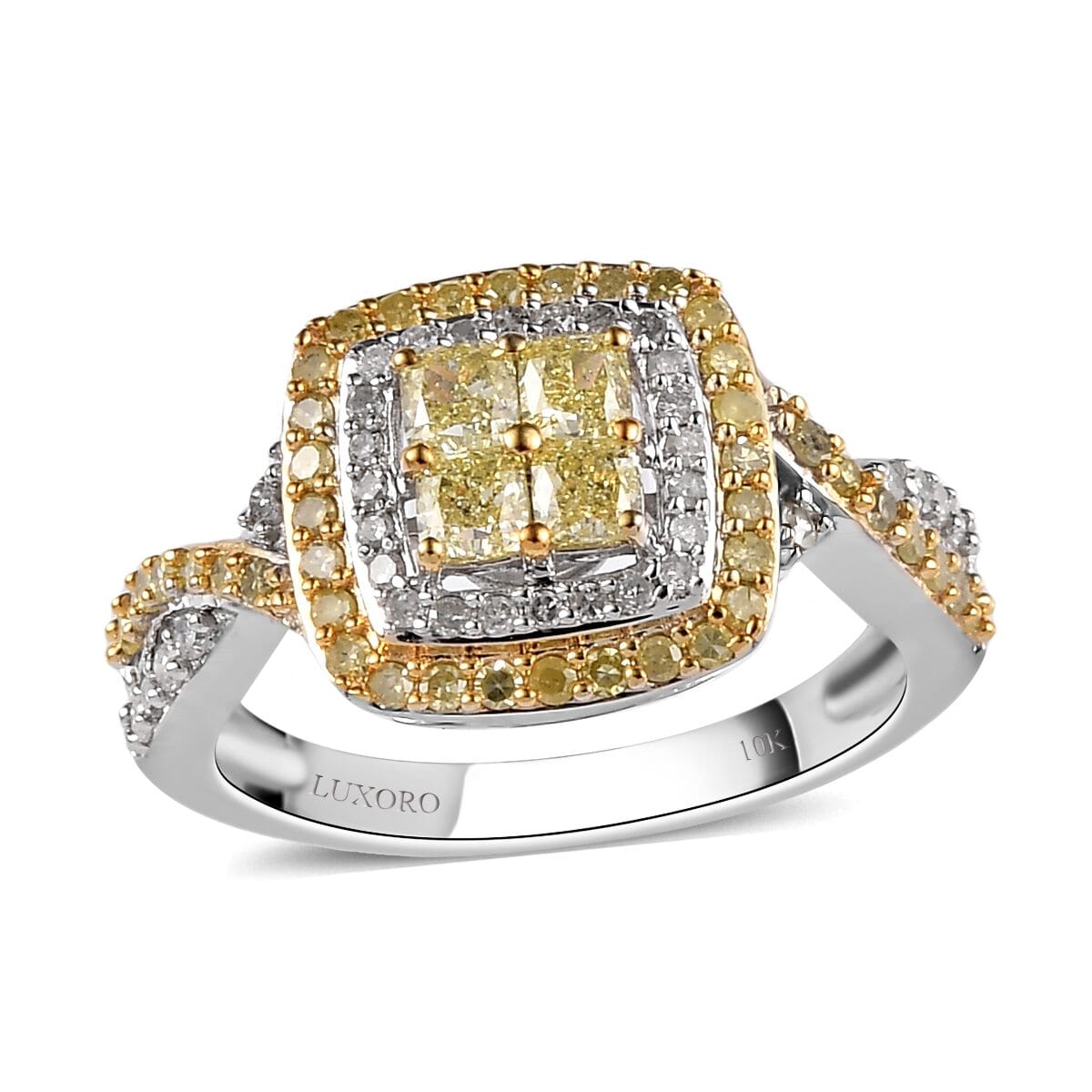 LUXORO 10K White Gold I3 Natural Yellow and White Diamond Ring 3.35 Grams 1.00 ctw image number 0