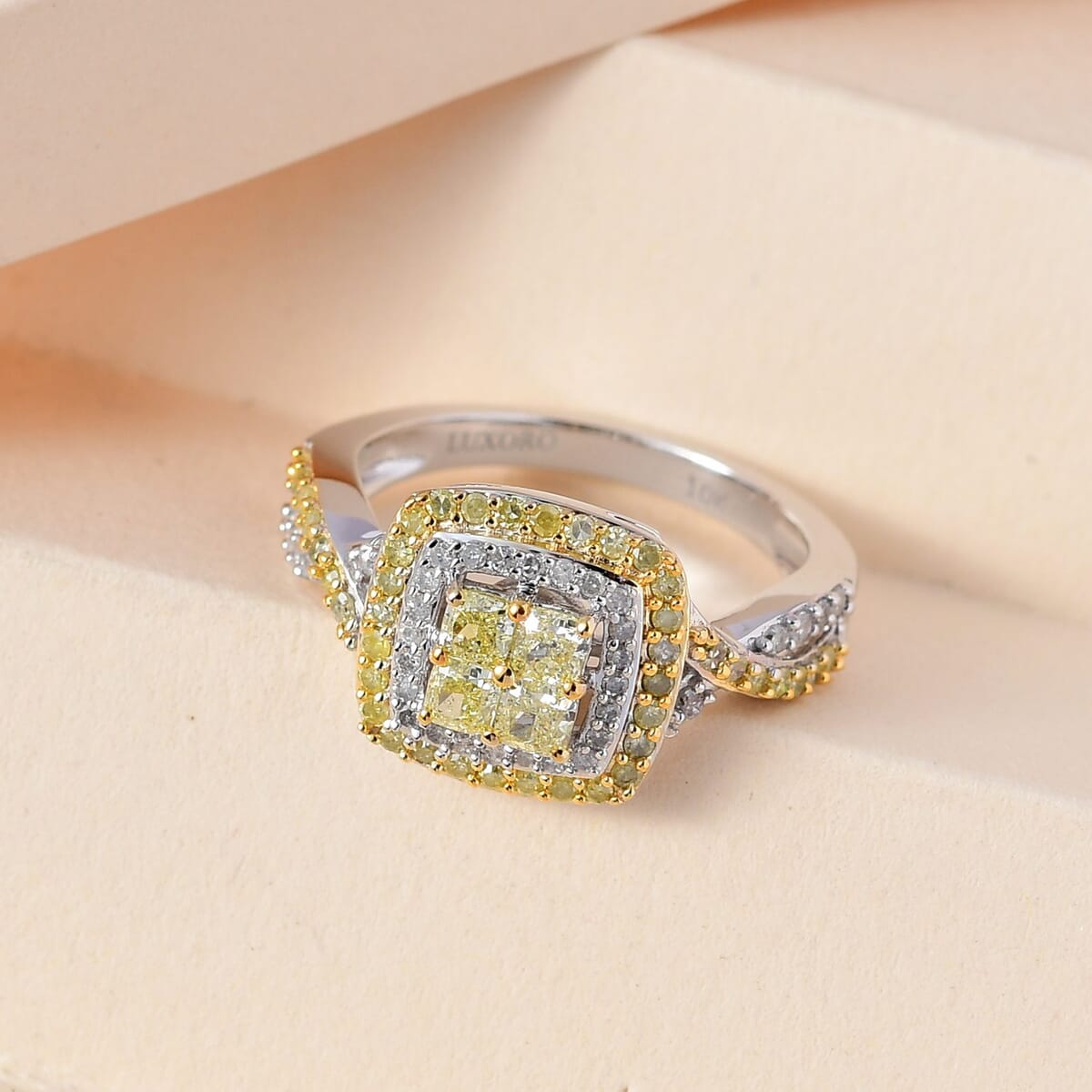 LUXORO 10K White Gold I3 Natural Yellow and White Diamond Ring 3.35 Grams 1.00 ctw image number 1