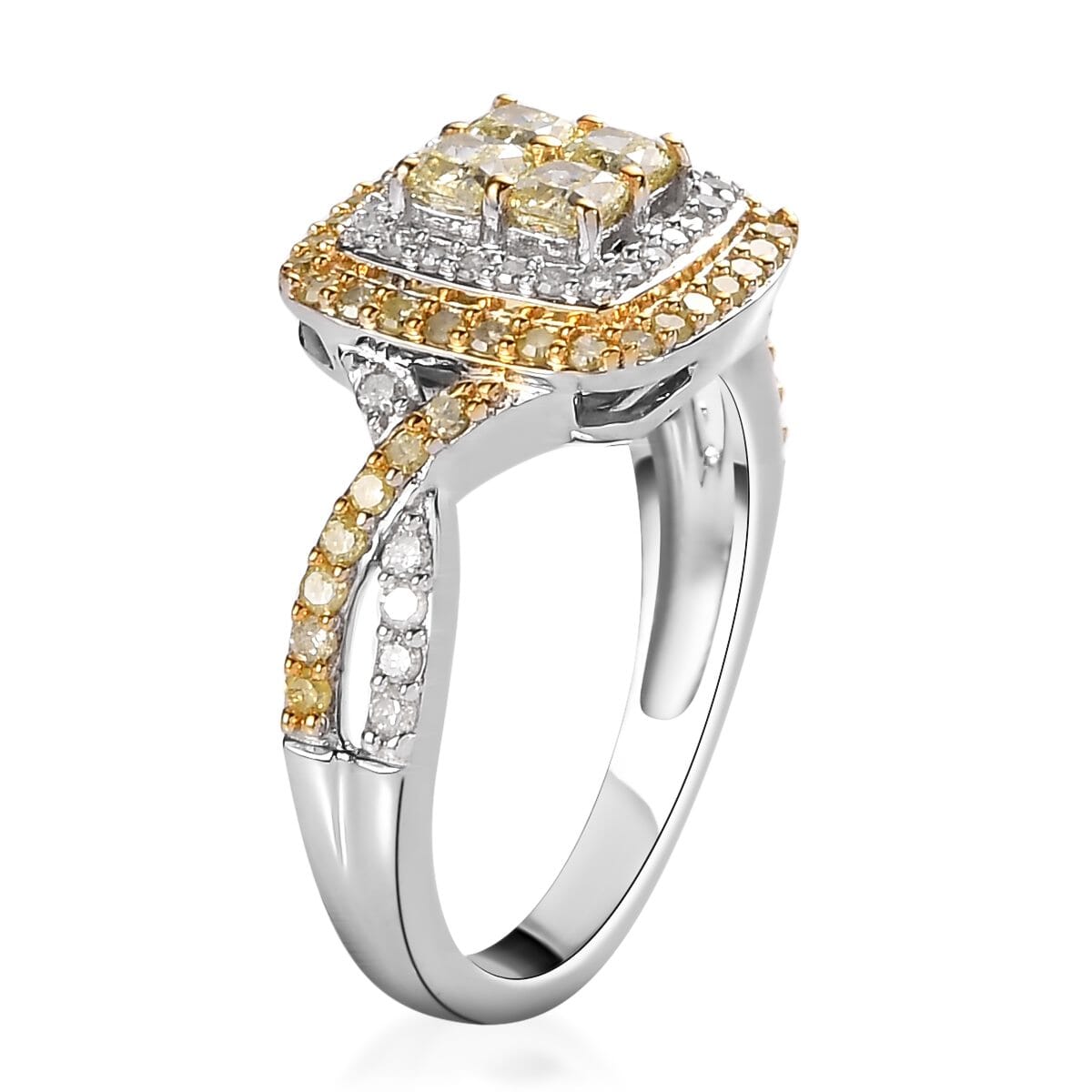 LUXORO 10K White Gold I3 Natural Yellow and White Diamond Ring 3.35 Grams 1.00 ctw image number 3