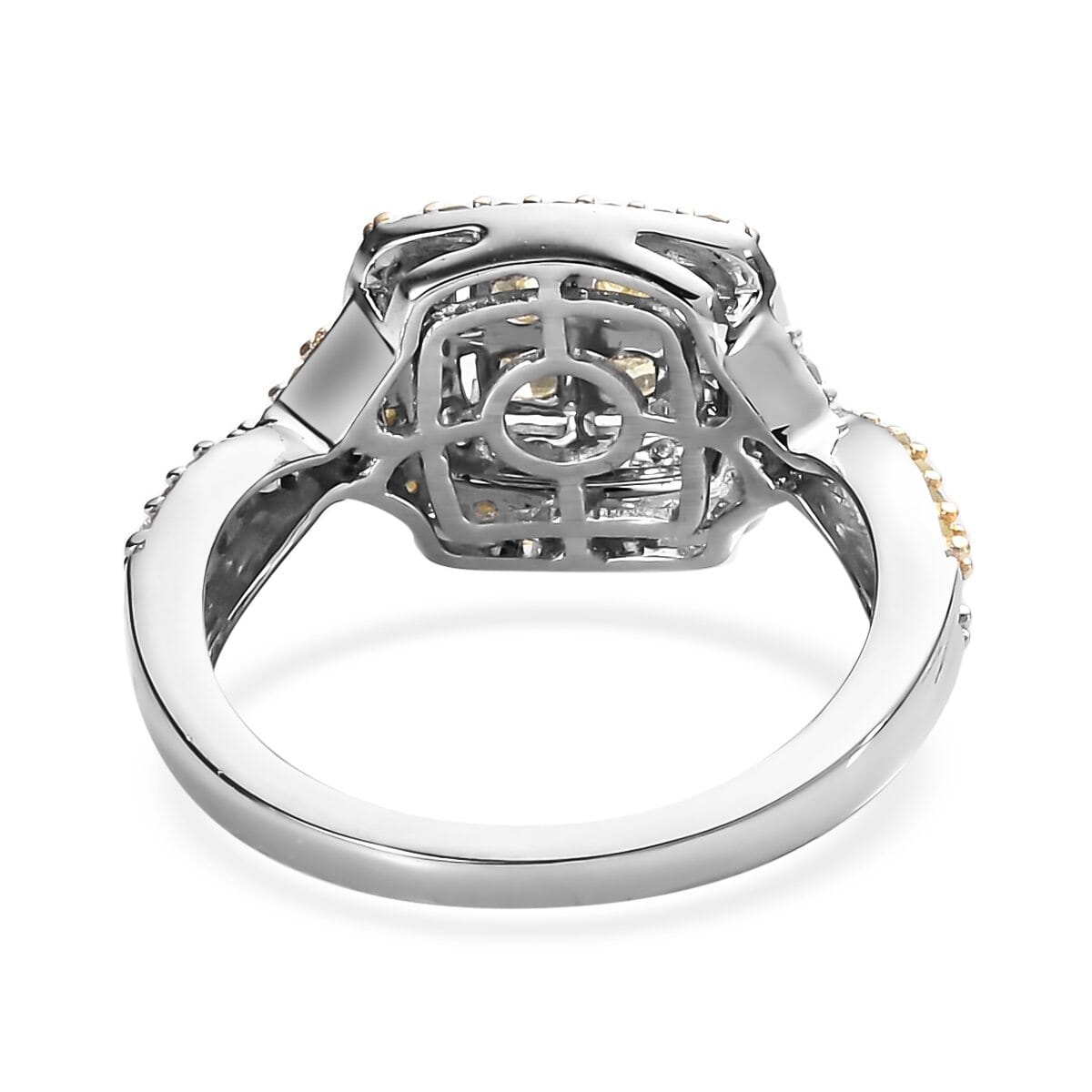LUXORO 10K White Gold I3 Natural Yellow and White Diamond Ring 3.35 Grams 1.00 ctw image number 4