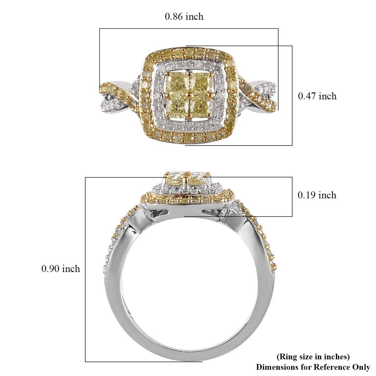 LUXORO 10K White Gold I3 Natural Yellow and White Diamond Ring 3.35 Grams 1.00 ctw image number 5