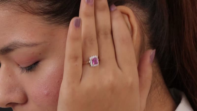 Doorbuster LUXORO 10K Rose Gold AAA Madagascar Pink Sapphire and Moissanite Halo Ring 2.15 Grams 1.40 ctw