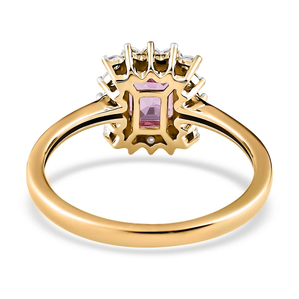 Luxoro 10K Rose Gold AAA Madagascar Pink Sapphire and Moissanite Halo Ring (Size 7.0) 1.40 ctw image number 4