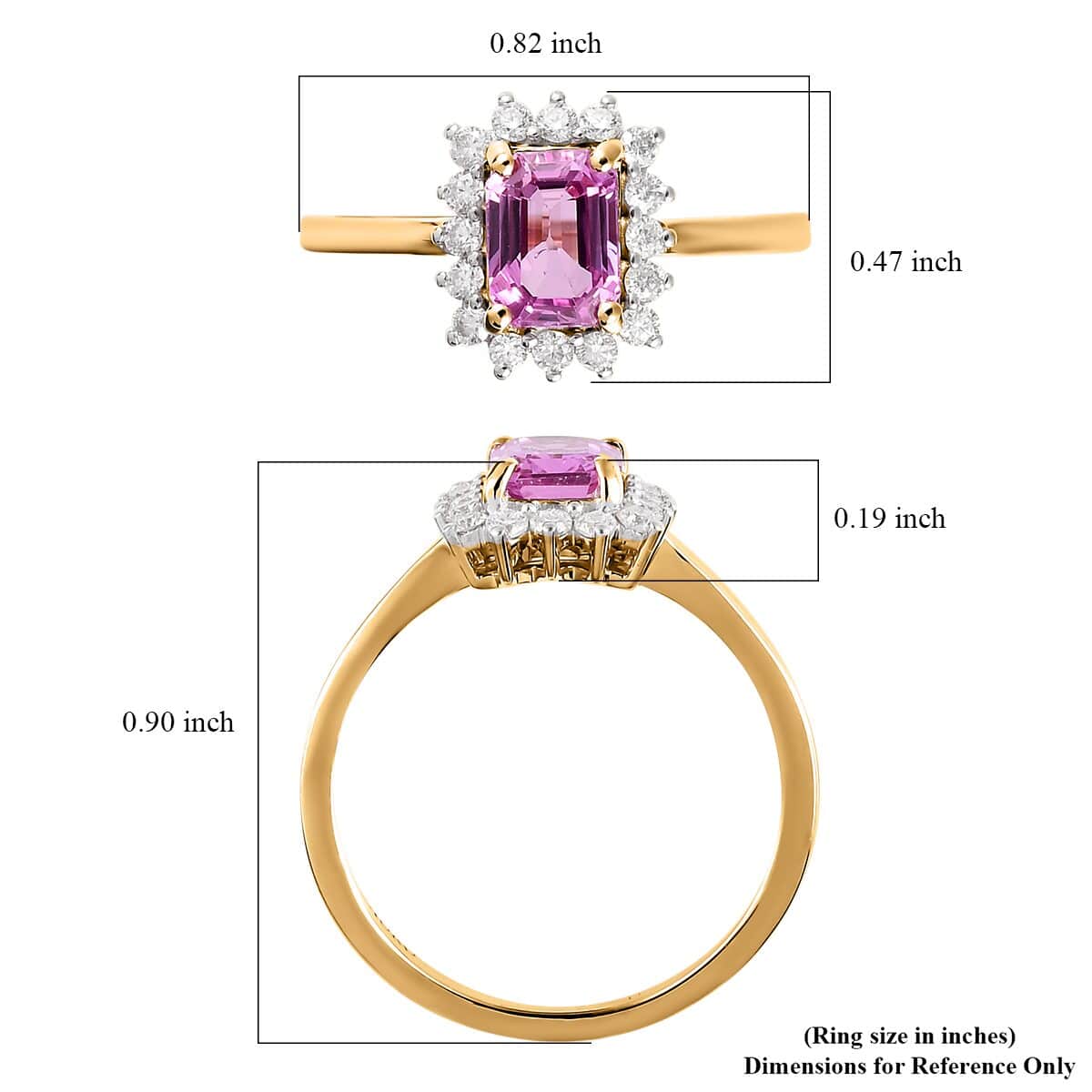 Luxoro 10K Rose Gold AAA Madagascar Pink Sapphire and Moissanite Halo Ring (Size 7.0) 1.40 ctw image number 5