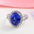 Doorbuster Certified & Appraised RHAPSODY 950 Platinum AAAA Tanzanite and E-F VS Diamond Halo Ring 6.65 Grams 5.30 ctw image number 1