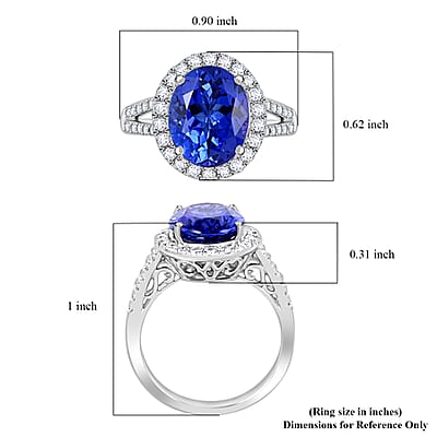 Certified & Appraised Rhapsody AAAA Tanzanite and E-F VS Diamond 5.30 ctw Halo Ring in 950 Platinum (Size 10.0) 6.65 Grams