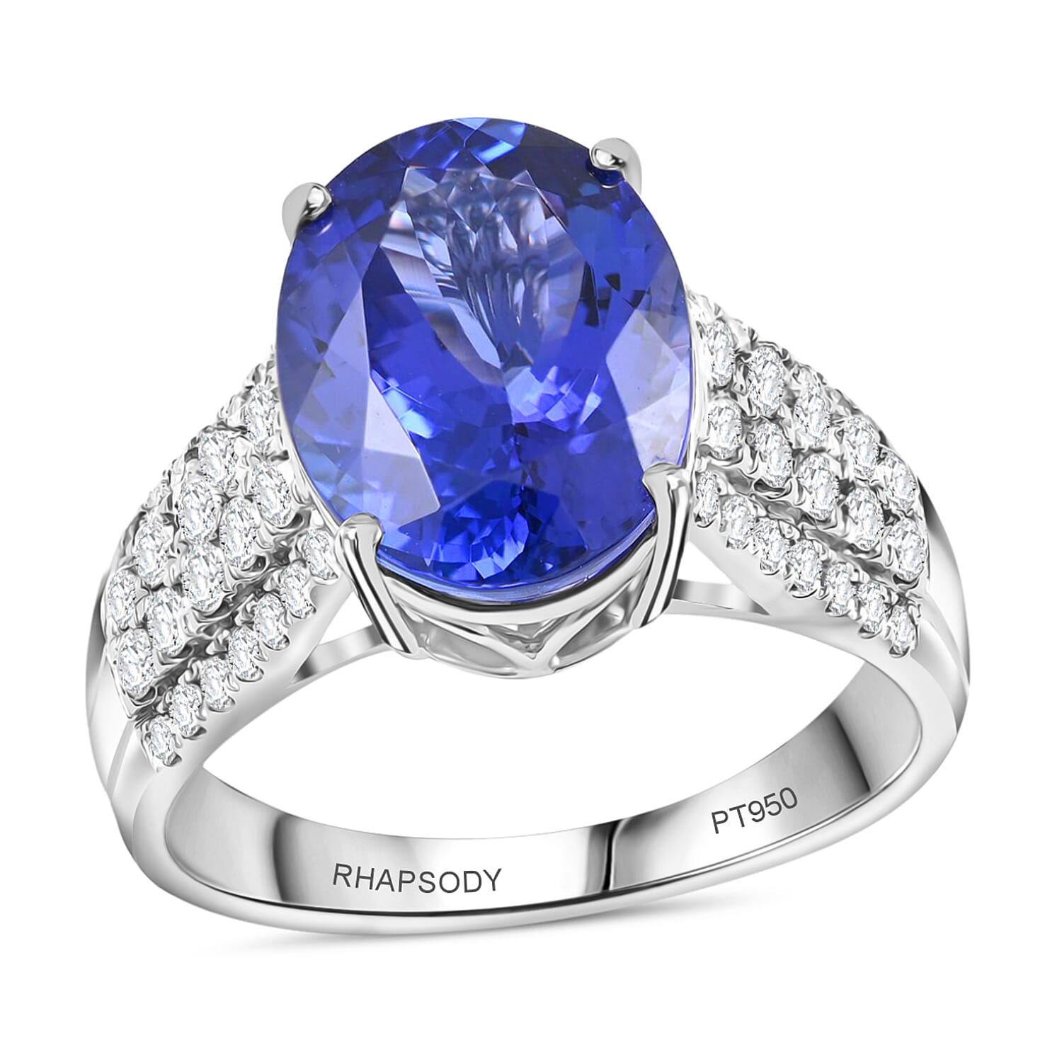 Red Carpet Collection Certified & Appraised Rhapsody AAAA Tanzanite and E-F VS Diamond 6.60 ctw Ring in 950 Platinum (Size 7.0)