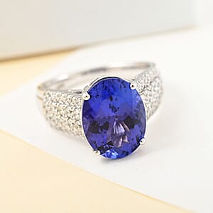 Red Carpet Collection Certified & Appraised Rhapsody AAAA Tanzanite and E-F VS Diamond 6.60 ctw Ring in 950 Platinum (Size 7.0) 9.55 Grams