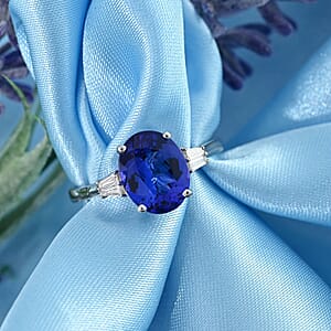 Certified Rhapsody 950 Platinum AAAA Tanzanite and E-F VS Diamond Ring (Size 10.0) 4.65 Grams 3.50 ctw