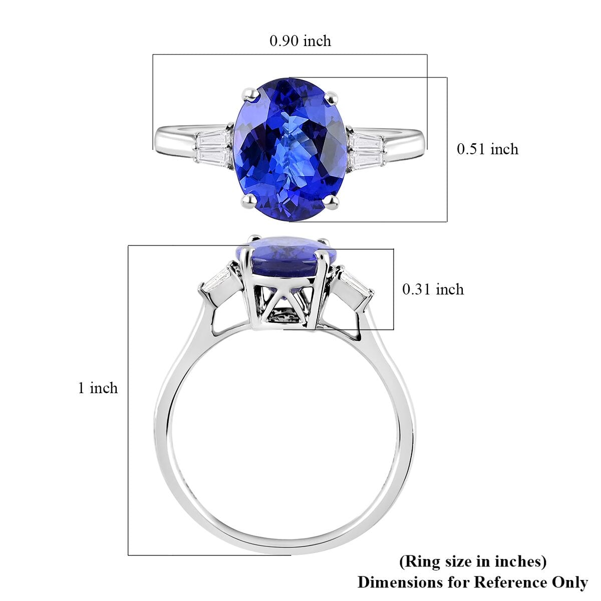 Certified Rhapsody 950 Platinum AAAA Tanzanite and E-F VS Diamond Ring (Size 8.0) 4.65 Grams 3.50 ctw image number 5