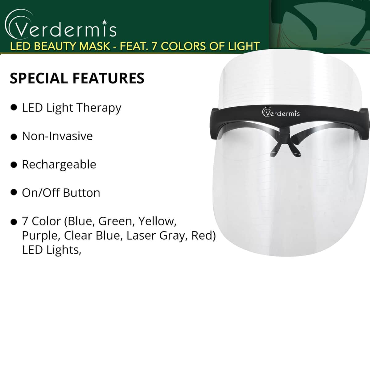 Verdermis 7 Color LED Beauty Mask (1 Year Warranty) image number 3