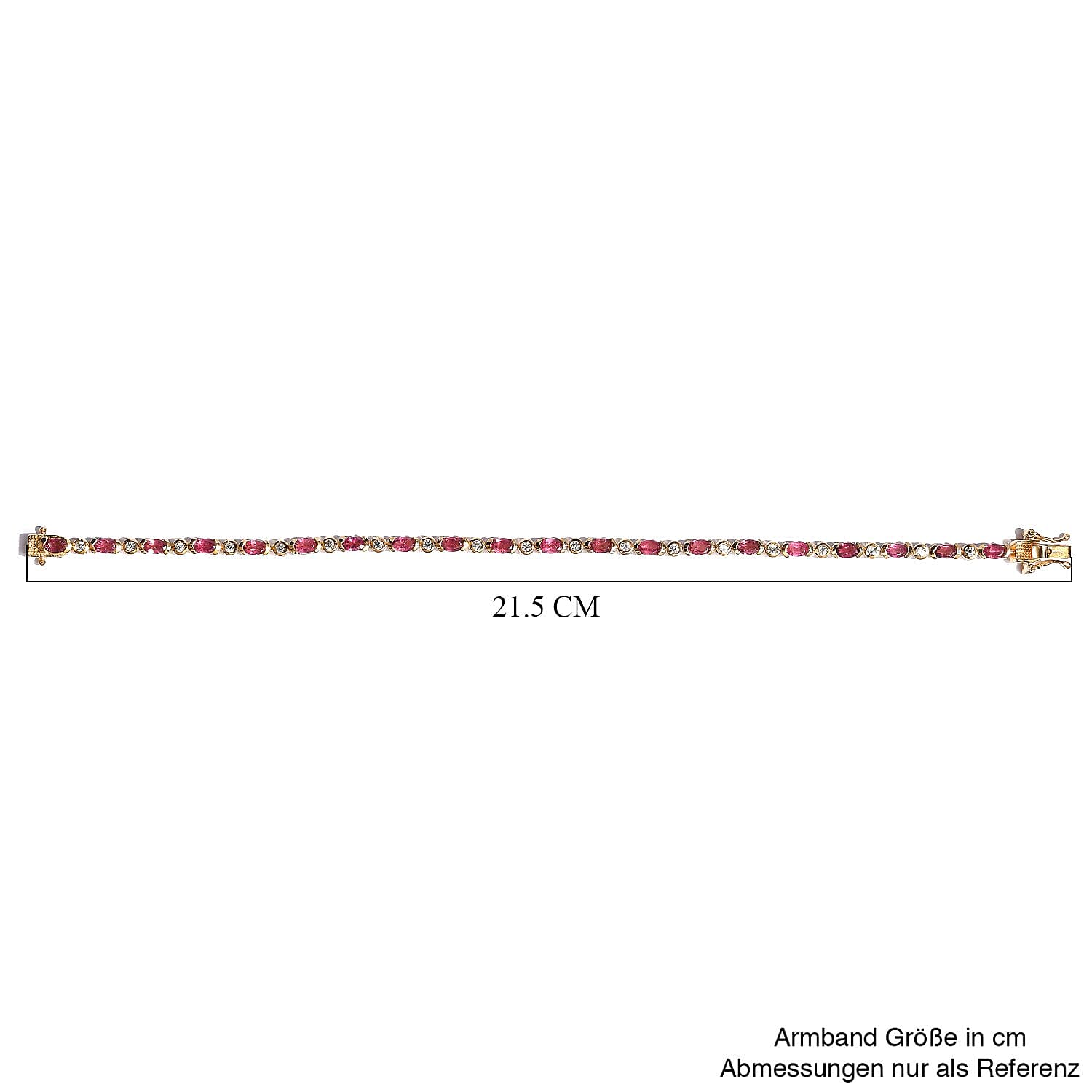 Rubellite and White Zircon 5.40 ctw Bracelet in 18K Vermeil Yellow Gold Over Sterling Silver (8.0 In)