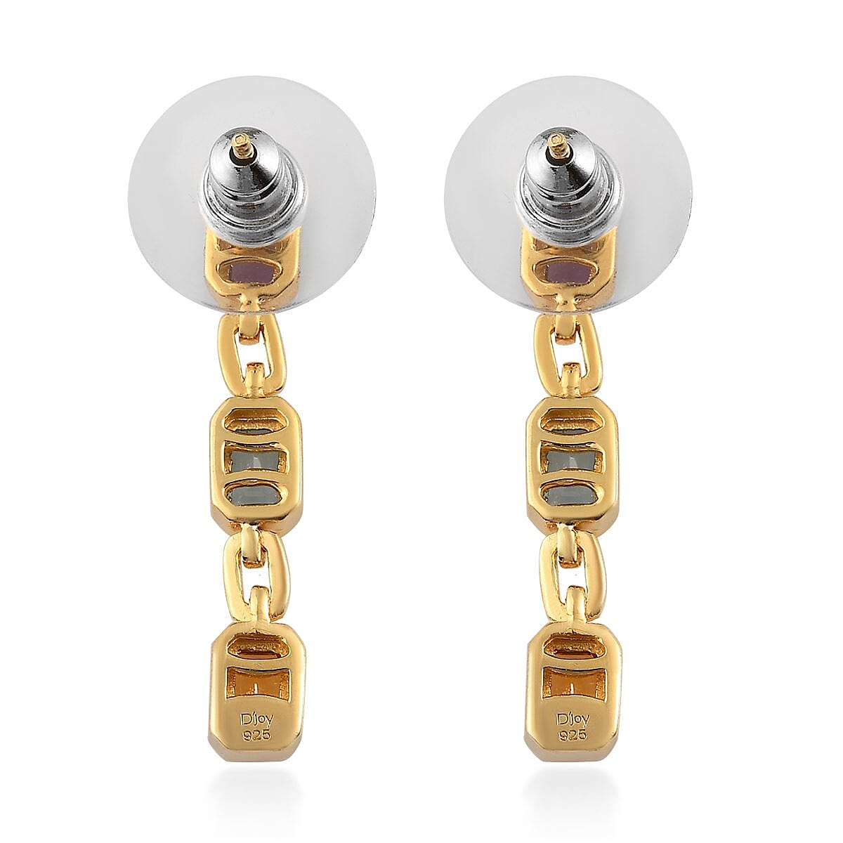 Multi Gemstone Dangling Earrings in Vermeil Yellow Gold Over Sterling Silver 1.90 ctw image number 3