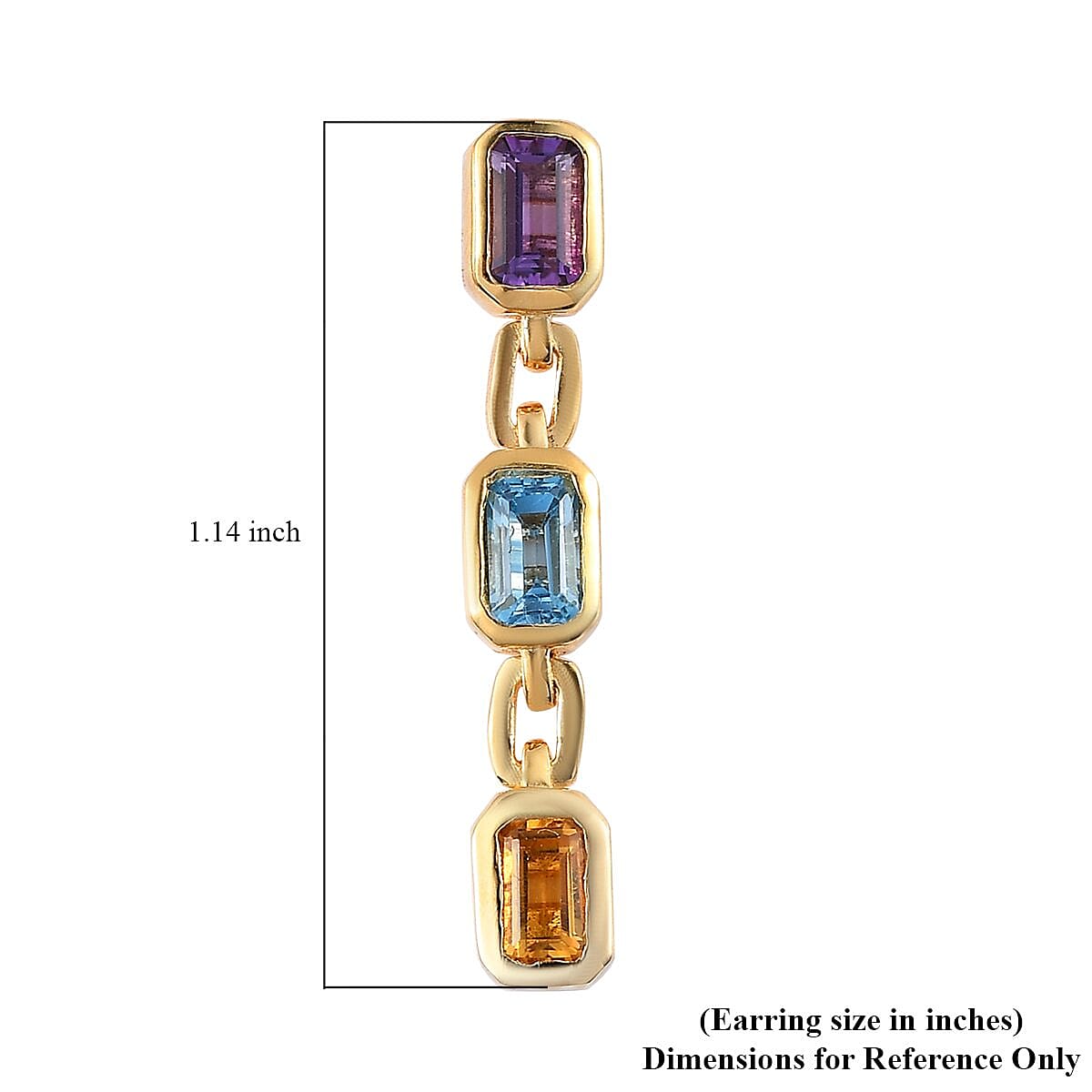 Multi Gemstone Dangling Earrings in Vermeil Yellow Gold Over Sterling Silver 1.90 ctw image number 4