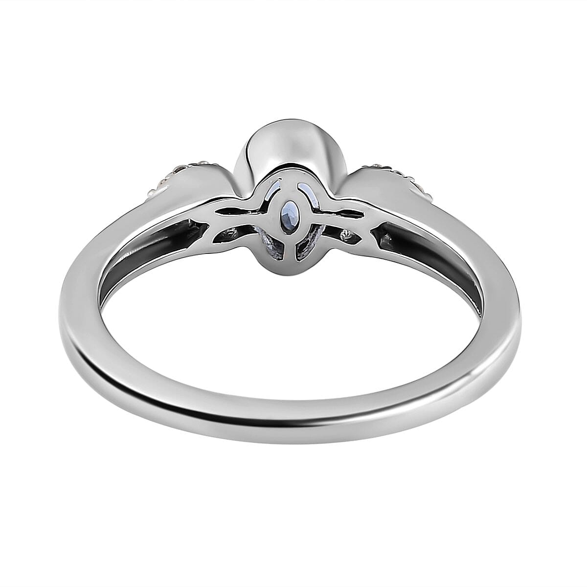 Tanzanite and White Zircon 0.65 ctw Ring in Platinum Over Sterling Silver (Size 11.5)