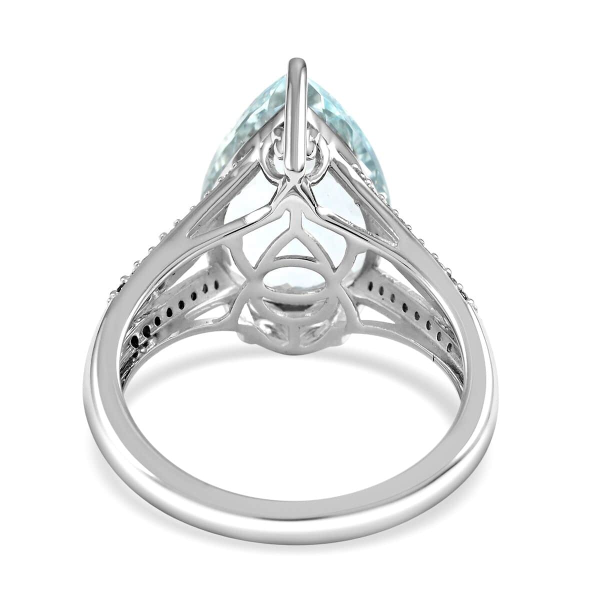 Luxoro 14K White Gold Premium Mangoro Aquamarine and G-H I2 Diamond Ring (Size 10.0) 4.50 ctw image number 4