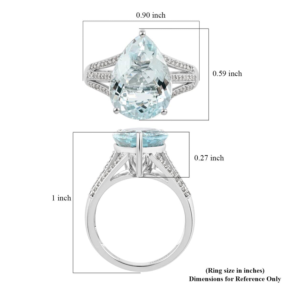 Luxoro 14K White Gold Premium Mangoro Aquamarine and G-H I2 Diamond Ring (Size 10.0) 4.50 ctw image number 5