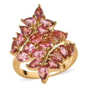 Blush Tourmaline Bypass Ring in Vermeil Yellow Gold Over Sterling Silver (Size 7.0) 3.90 ctw