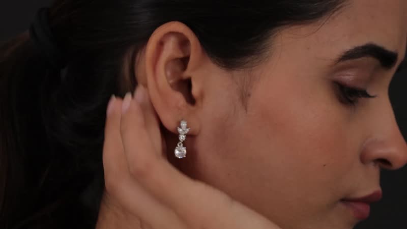120 Facet Moissanite Dangle Earrings in Platinum Over Sterling Silver 2.35 ctw