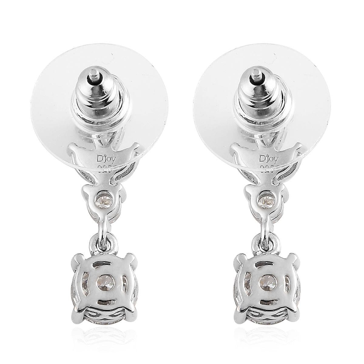 120 Facet Moissanite Dangle Earrings in Platinum Over Sterling Silver 2.35 ctw