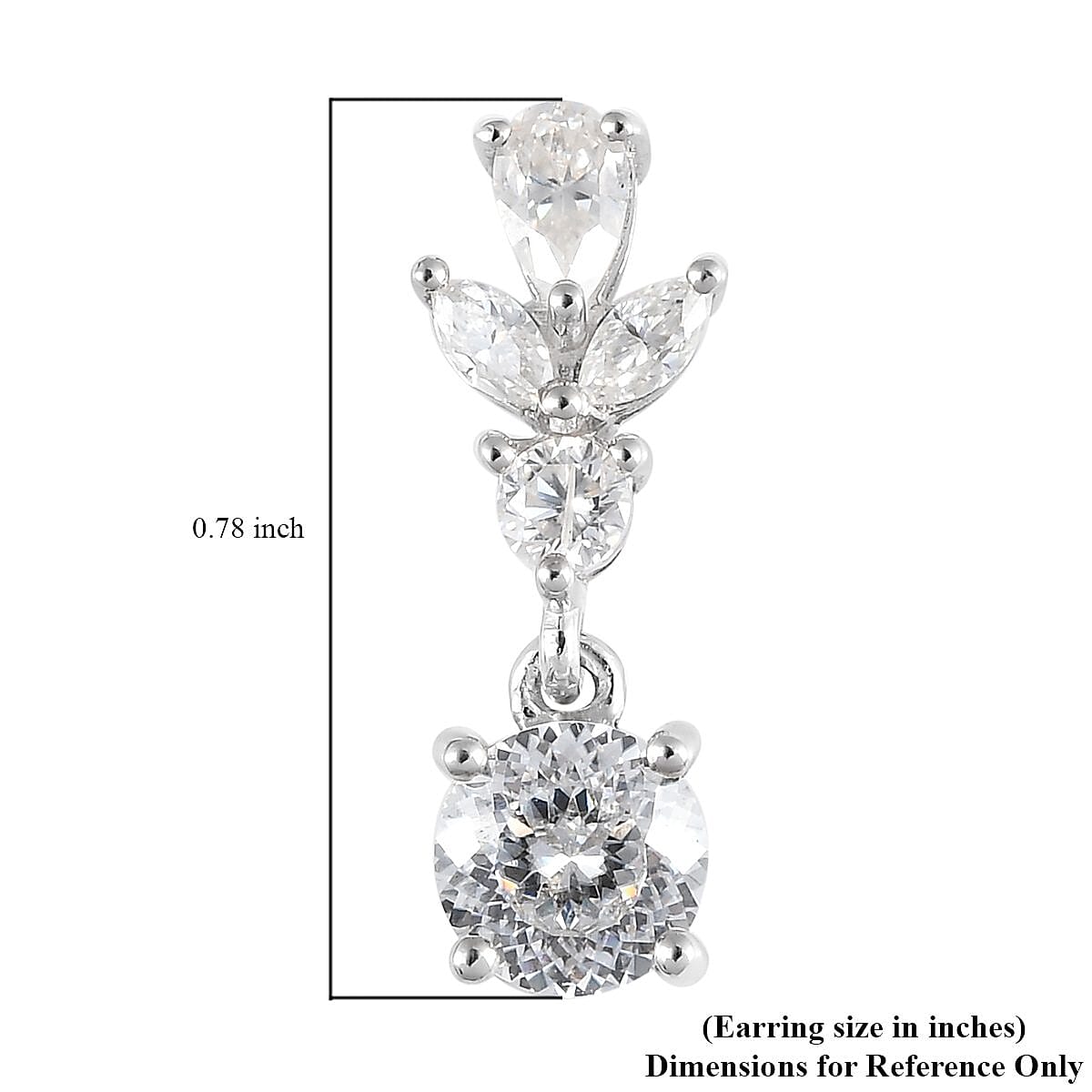 120 Facet Moissanite Dangle Earrings in Platinum Over Sterling Silver 2.35 ctw
