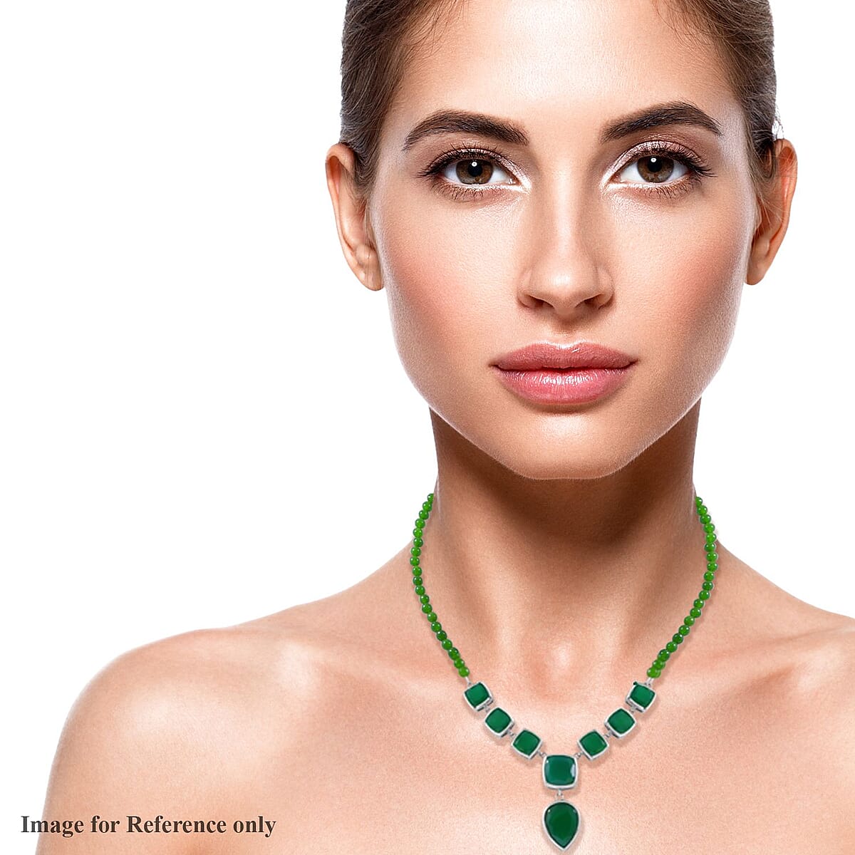 Verde Onyx Necklace 18 Inches in Platinum Over Sterling Silver 16 Grams 68.80 ctw image number 1