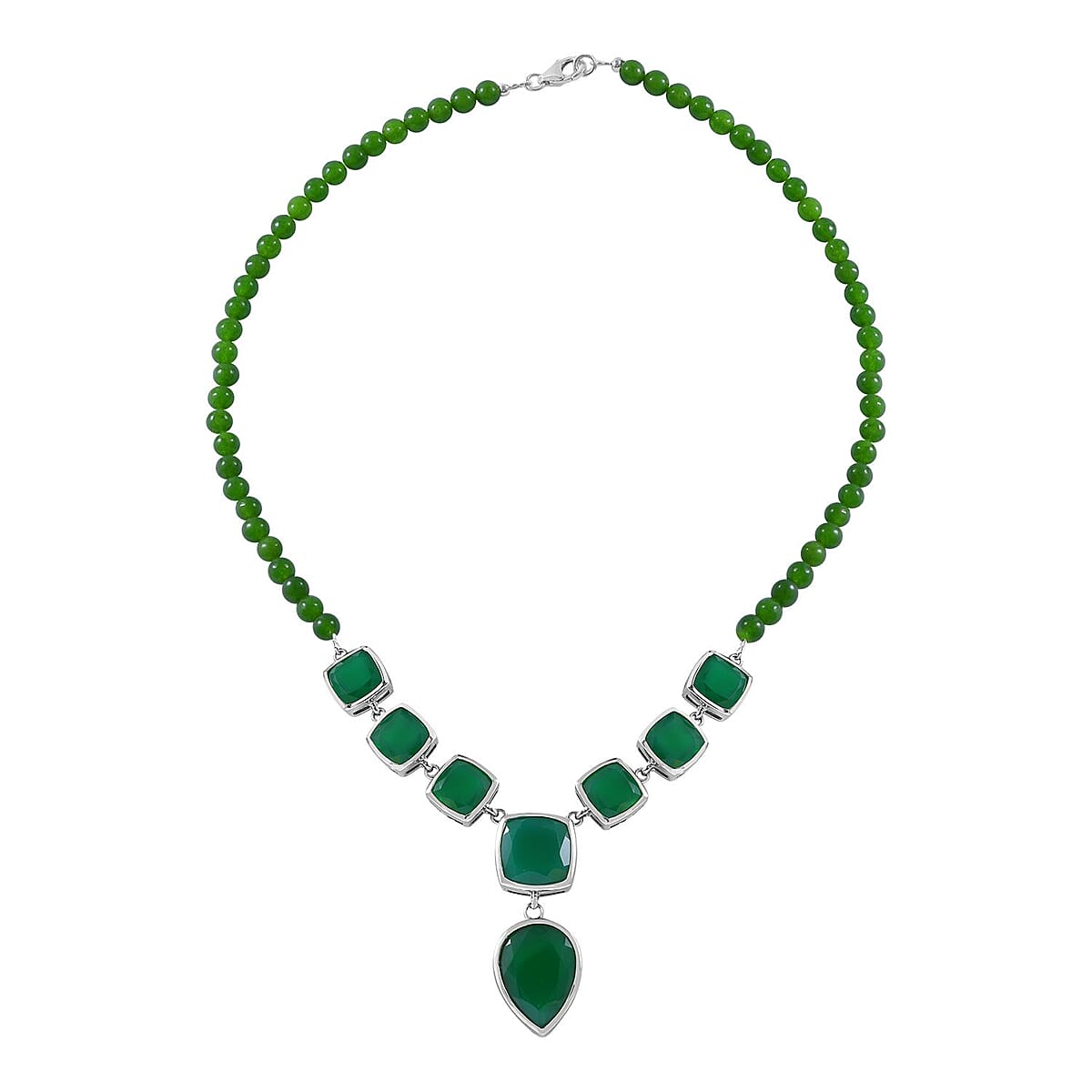 Verde Onyx Necklace 18 Inches in Platinum Over Sterling Silver 16 Grams 68.80 ctw image number 2