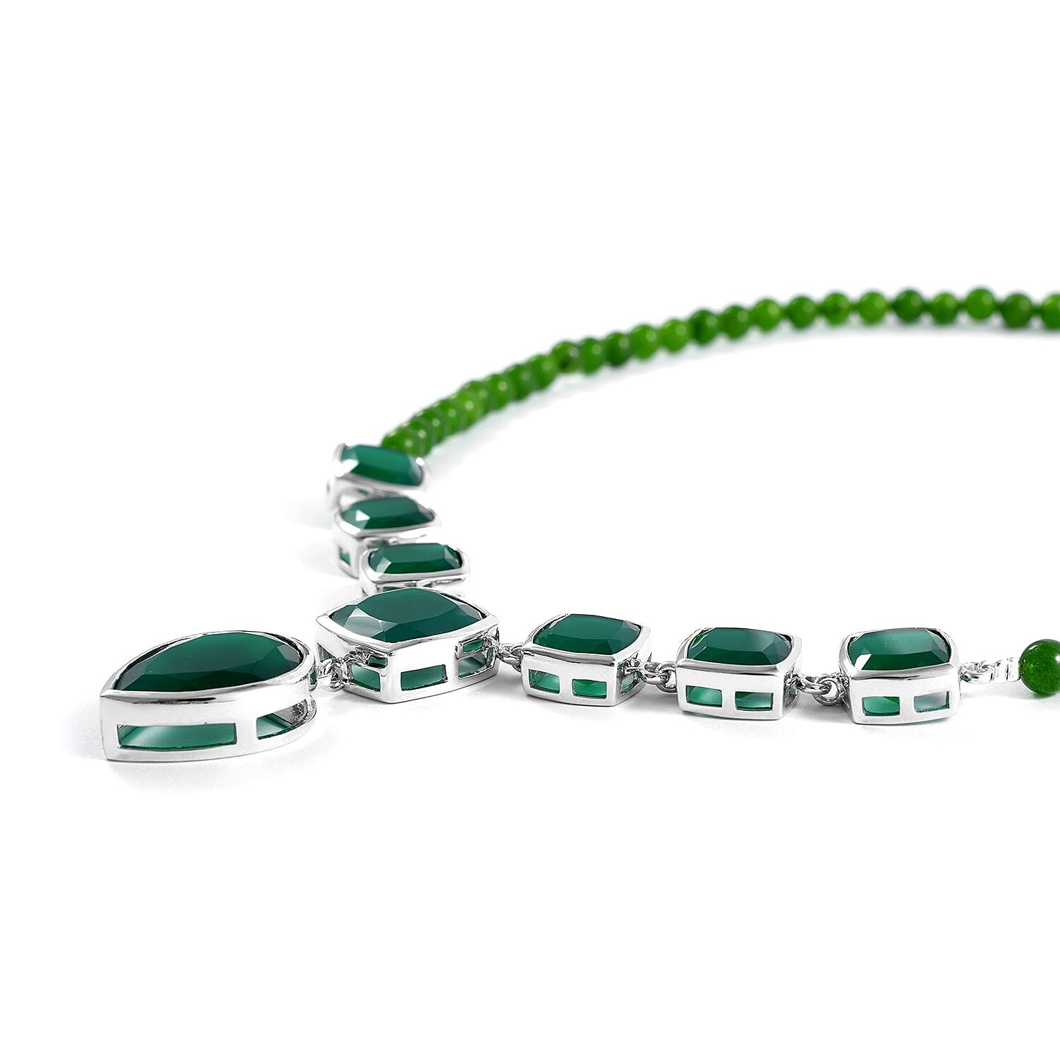 Verde Onyx Necklace 18 Inches in Platinum Over Sterling Silver 16 Grams 68.80 ctw