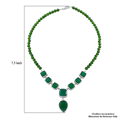 Verde Onyx Necklace 18 Inches in Platinum Over Sterling Silver 16 Grams 68.80 ctw