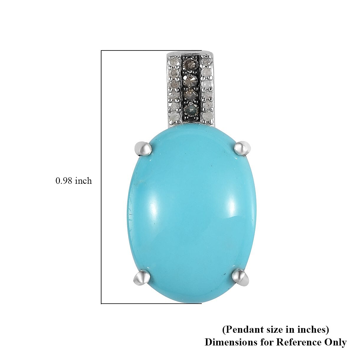 Sleeping Beauty Turquoise, Natural Champagne and White Diamond Pendant without Chain in Platinum Over Sterling Silver 9.30 ctw image number 5