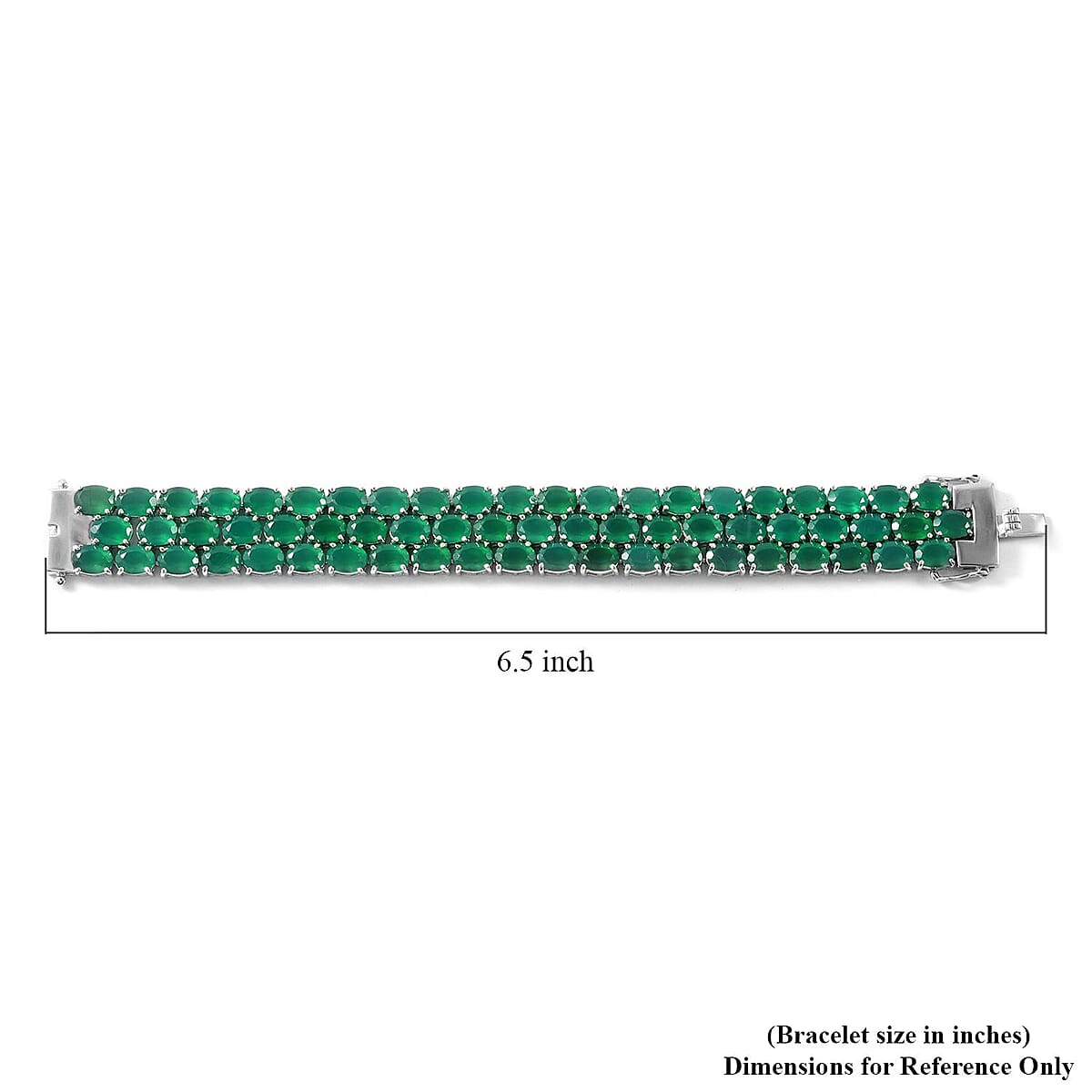 Verde Onyx Three-Row Bracelet in Platinum Over Sterling Silver (6.50 In) 25.20 Grams 41.60 ctw image number 3