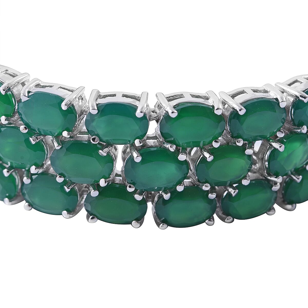 Verde Onyx Three-Row Bracelet in Platinum Over Sterling Silver (7.25 In) 29.30 Grams 47.50 ctw image number 1