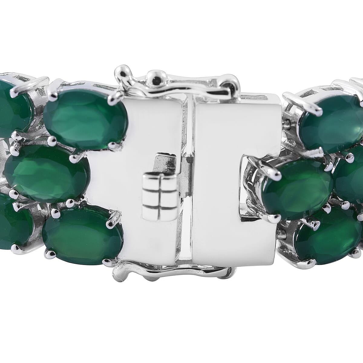 Verde Onyx Three-Row Bracelet in Platinum Over Sterling Silver (7.25 In) 29.30 Grams 47.50 ctw image number 2