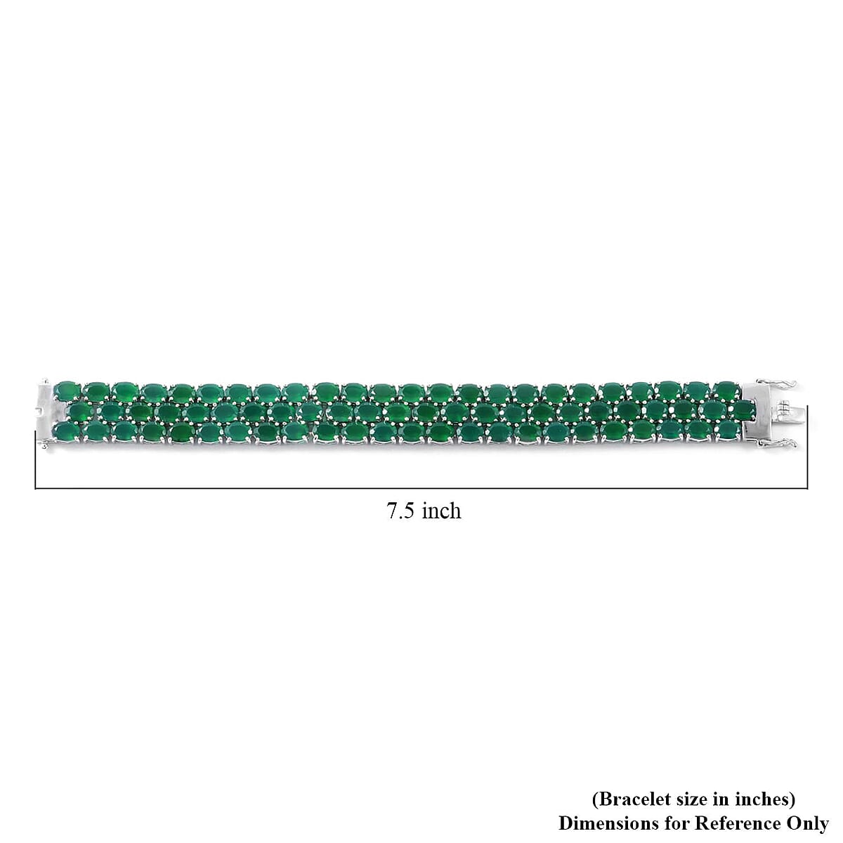 Verde Onyx Three-Row Bracelet in Platinum Over Sterling Silver (7.25 In) 29.30 Grams 47.50 ctw image number 3