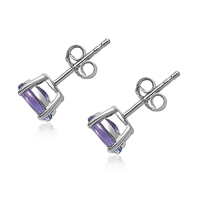 Luxoro 10K White Gold Premium Peacock Tanzanite Solitaire Stud Earrings 1.00 ctw
