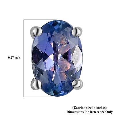 Luxoro 10K White Gold Premium Peacock Tanzanite Solitaire Stud Earrings 1.00 ctw