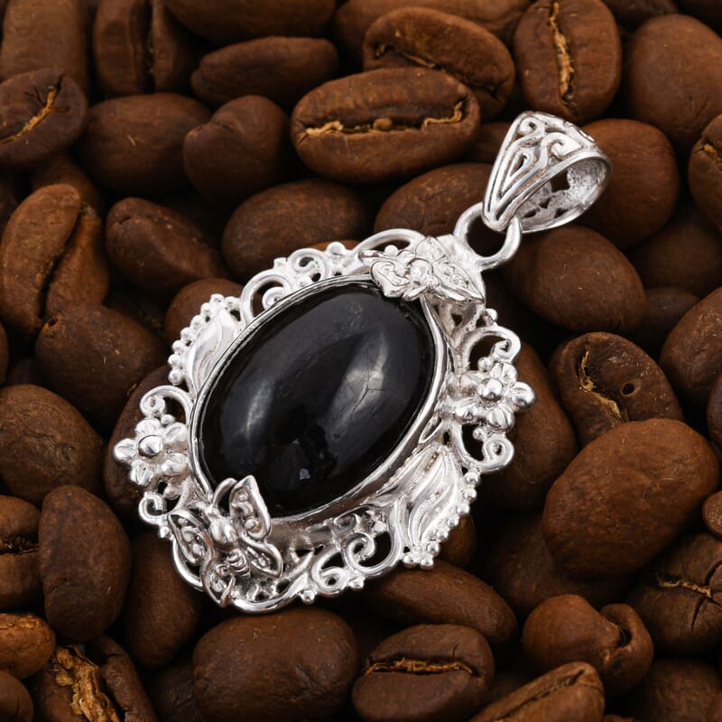 Black Star Diopside 23.62 ctw Pendant in Sterling Silver