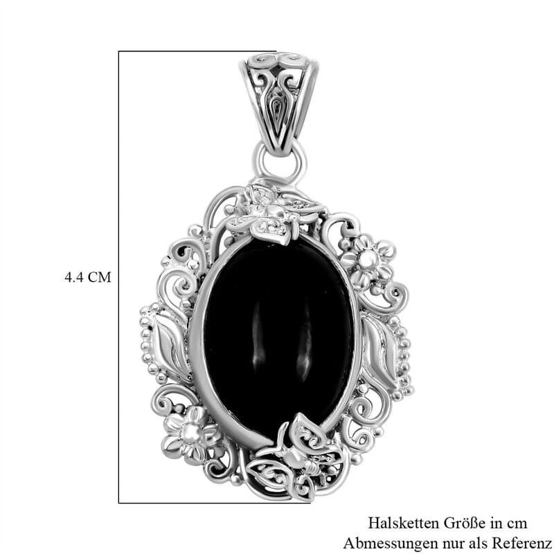 Black Star Diopside 23.62 ctw Pendant in Sterling Silver