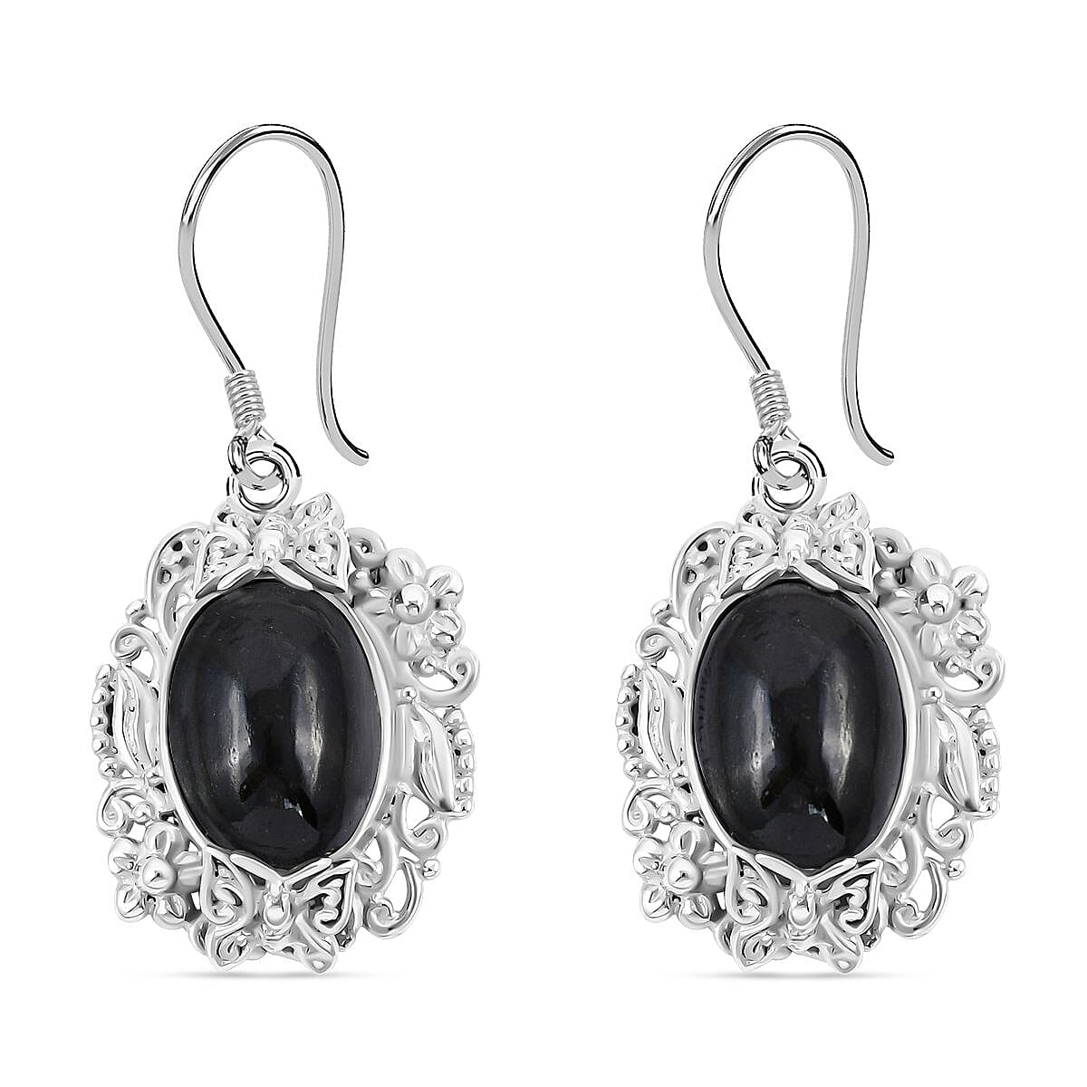 Black Star Diopside 16.90 ctw Earrings in Sterling Silver