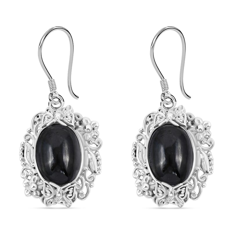 Black Star Diopside 16.90 ctw Earrings in Sterling Silver