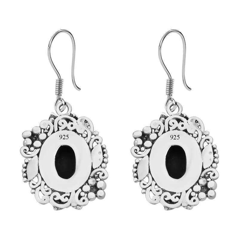 Black Star Diopside 16.90 ctw Earrings in Sterling Silver