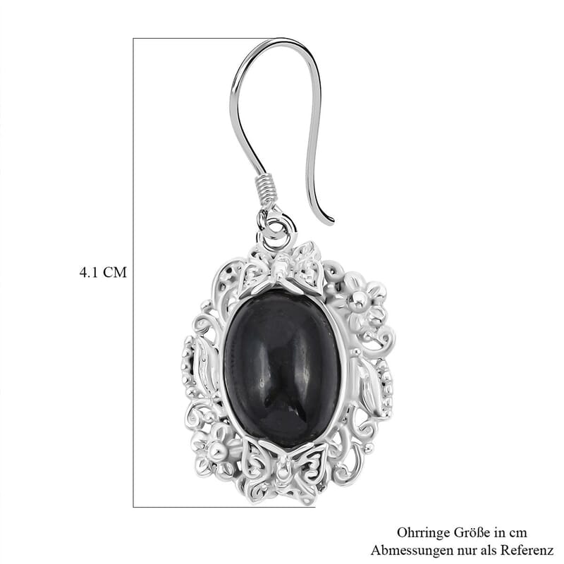 Black Star Diopside 16.90 ctw Earrings in Sterling Silver