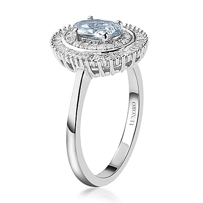 Luxoro AAA Santa Maria Aquamarine and Diamond 1.25 ctw Ring in 10K White Gold (Size 7.0)
