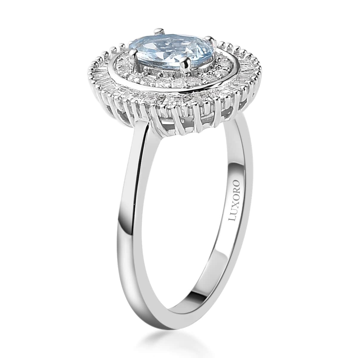 Luxoro 10K White Gold AAA Santa Maria Aquamarine and Diamond Ring (Size 8.0) 1.25 ctw image number 3