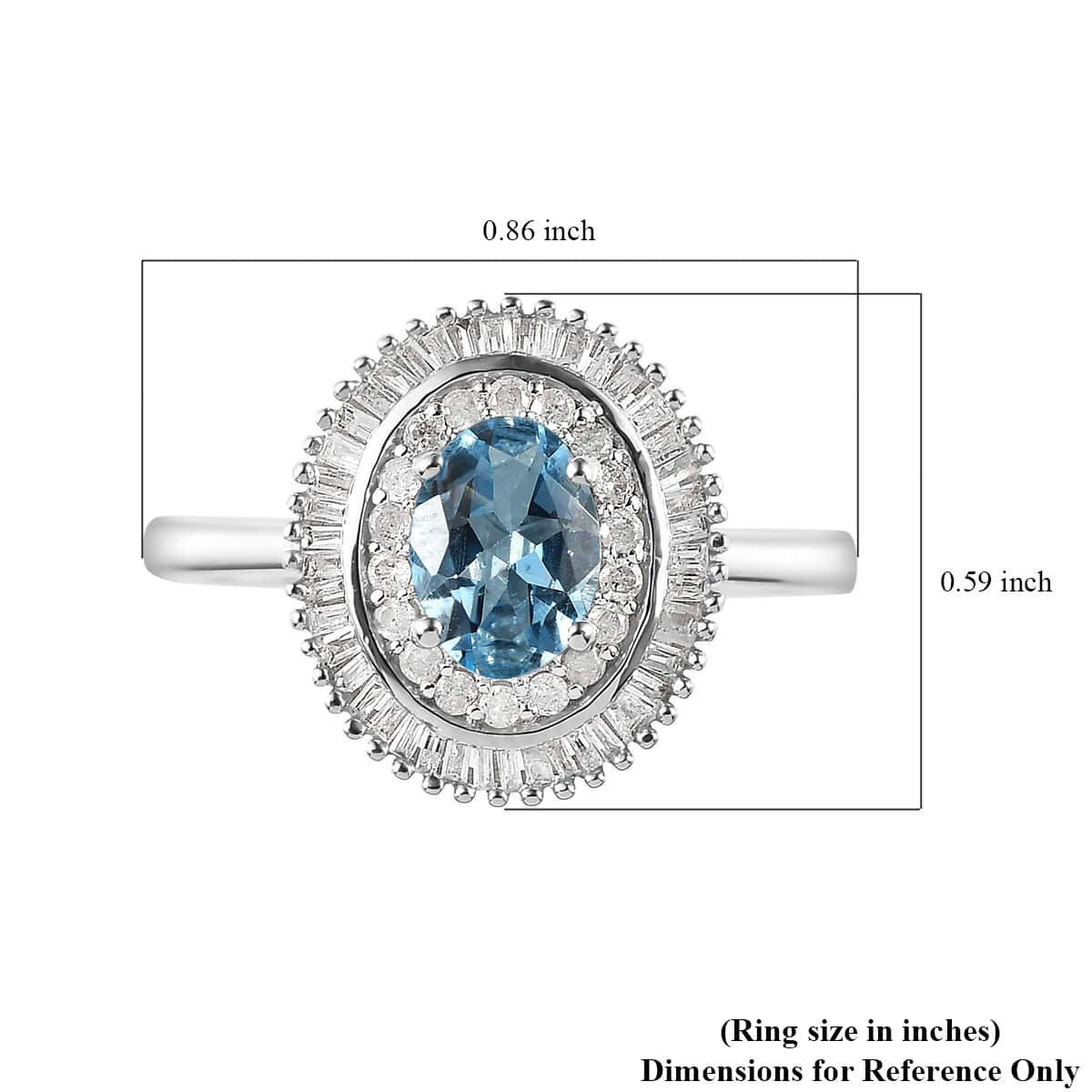 Luxoro 10K White Gold AAA Santa Maria Aquamarine and Diamond Ring (Size 8.0) 1.25 ctw image number 4