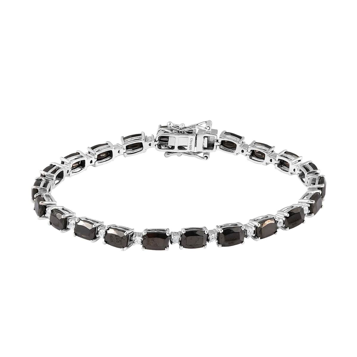 Elite Shungite and White Zircon Link Bracelet in Platinum Over Sterling Silver (6.50 In) 8.35 ctw image number 0
