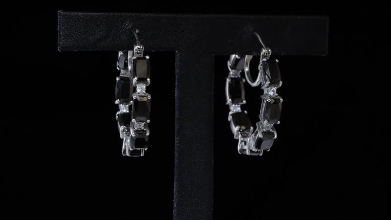 Elite Shungite and Natural White Zircon Inside Out Hoop Earrings in Platinum Over Sterling Silver 5.25 ctw
