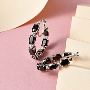 Elite Shungite and White Zircon Inside Out Hoop Earrings in Platinum Over Sterling Silver 5.25 ctw