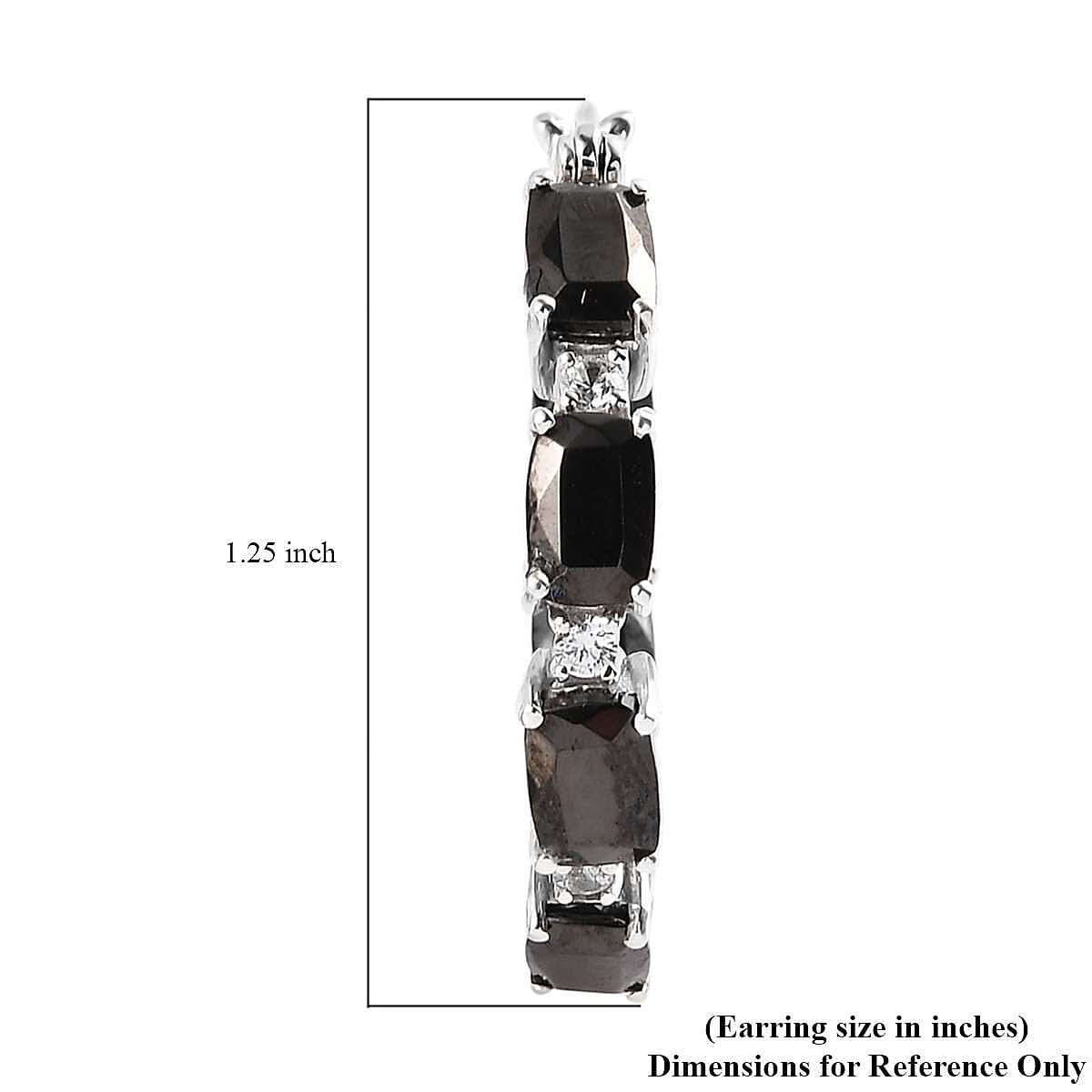 Elite Shungite and White Zircon Inside Out Hoop Earrings in Platinum Over Sterling Silver 5.25 ctw image number 4
